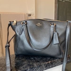 Small grey silver crossbody purse